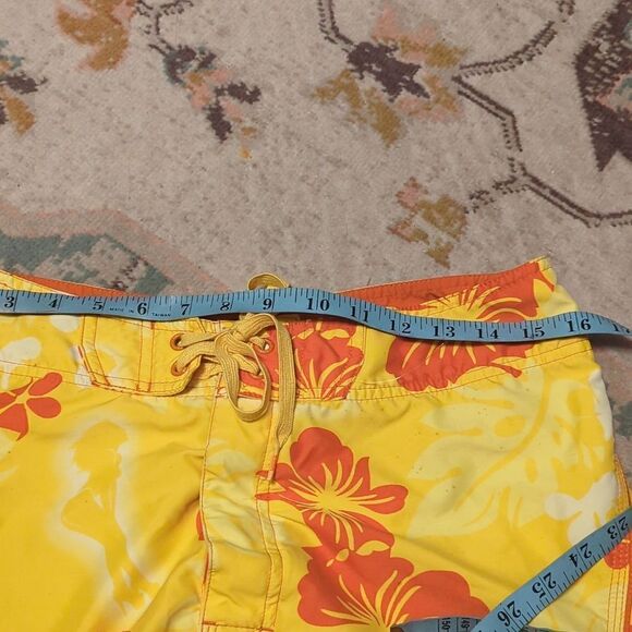 Kirra Mens Shorts Board shorts Swim Trunks Size Adult Yellow Orange Hawaiian - Picture 5 of 6